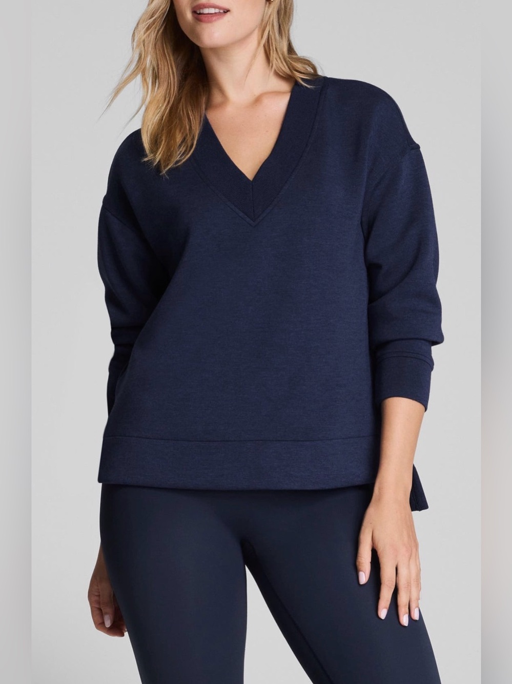 Spanx Air Essentials Brushed V Neck Tunic Sweatshirt